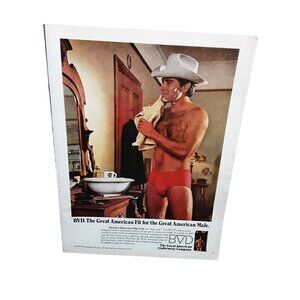 1981 BVD Underwear Ad – Cowboy Briefs Great American Male Vintage Print Poster